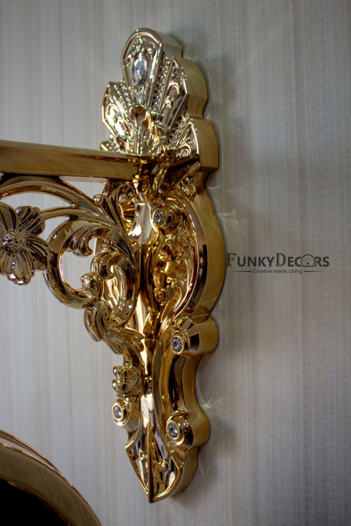 FunkyDecors Luxury Look Deer Golden Green Round Wall Hanging Double Sided 2 Faces Retro Station