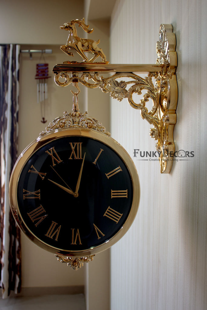 FunkyDecors Luxury Look Deer Golden Green Round Wall Hanging Double Sided 2 Faces Retro Station