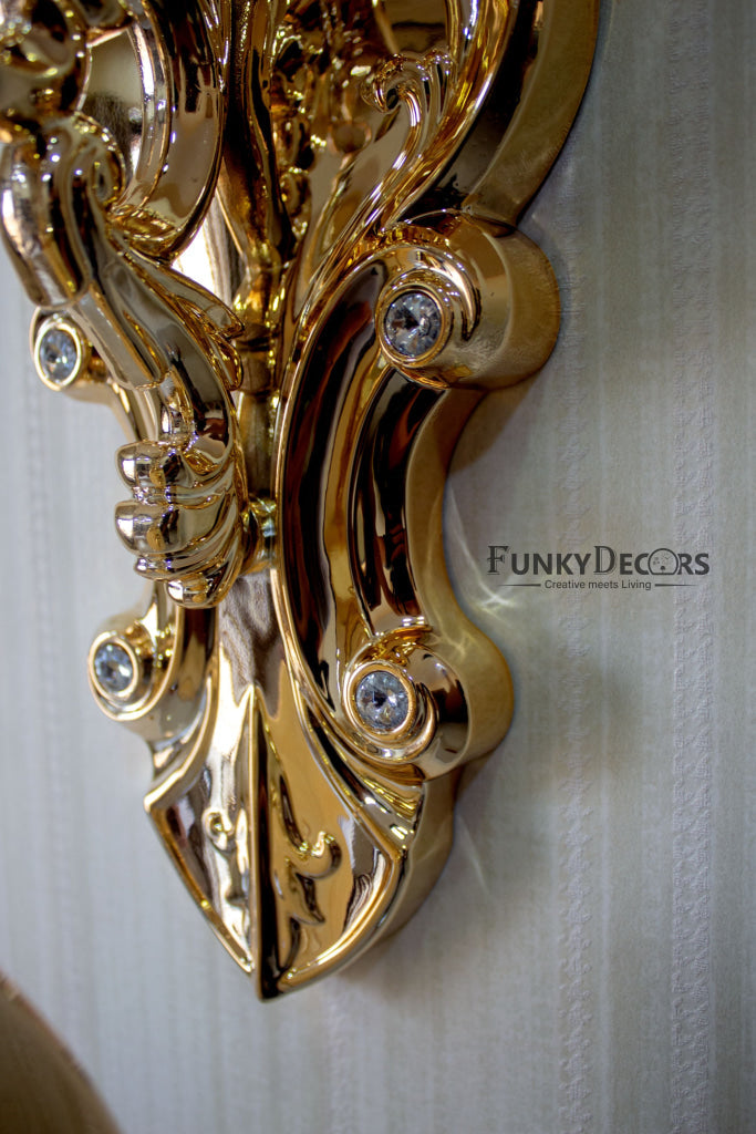 FunkyDecors Luxury Look Deer Golden Green Round Wall Hanging Double Sided 2 Faces Retro Station