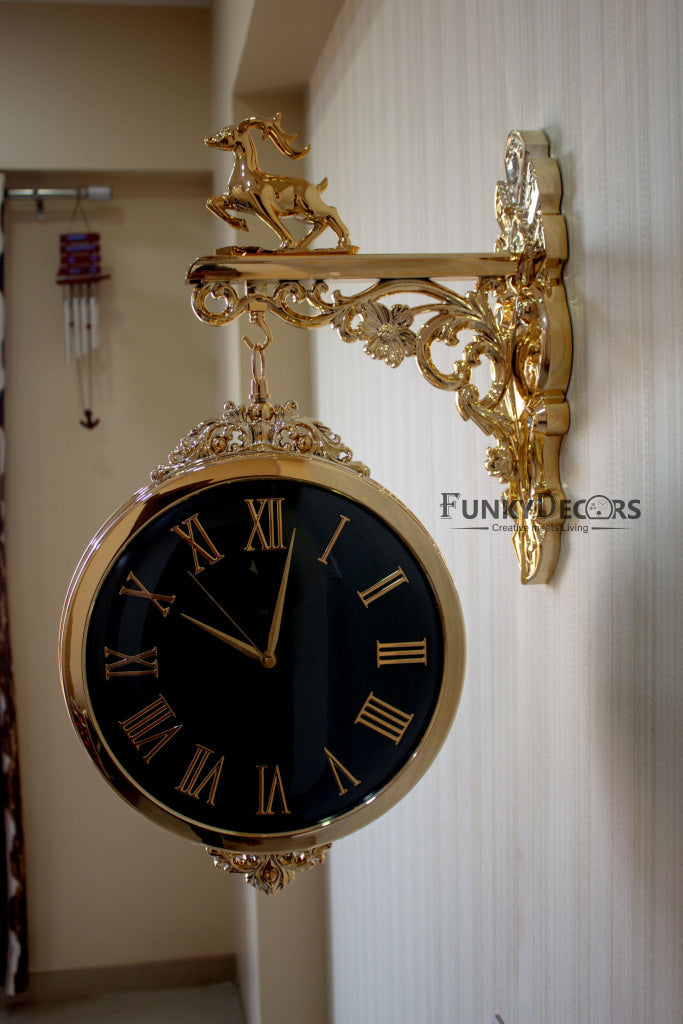 FunkyDecors Luxury Look Deer Golden Green Round Wall Hanging Double Sided 2 Faces Retro Station