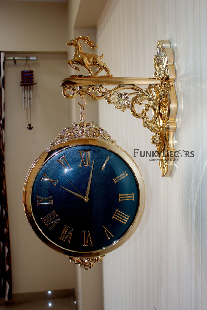 FunkyDecors Luxury Look Deer Golden Green Round Wall Hanging Double Sided 2 Faces Retro Station