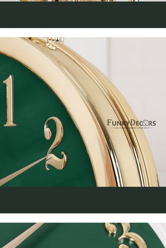 FunkyDecors Luxury Look Deer Golden Green Round Wall Hanging Double Sided 2 Faces Retro Station