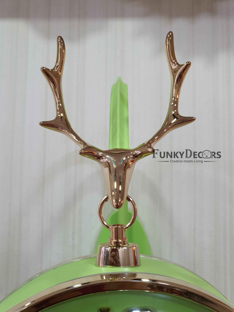Funkytradition Luxury Look Deer Golden Multicolor Round Wall Hanging Double Sided 2 Faces Retro