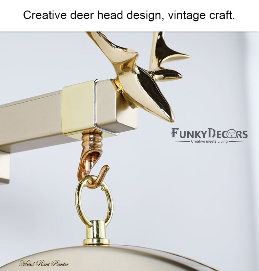Funkytradition Luxury Look Deer White Round Wall Hanging Double Sided 2 Faces Retro Station Clock