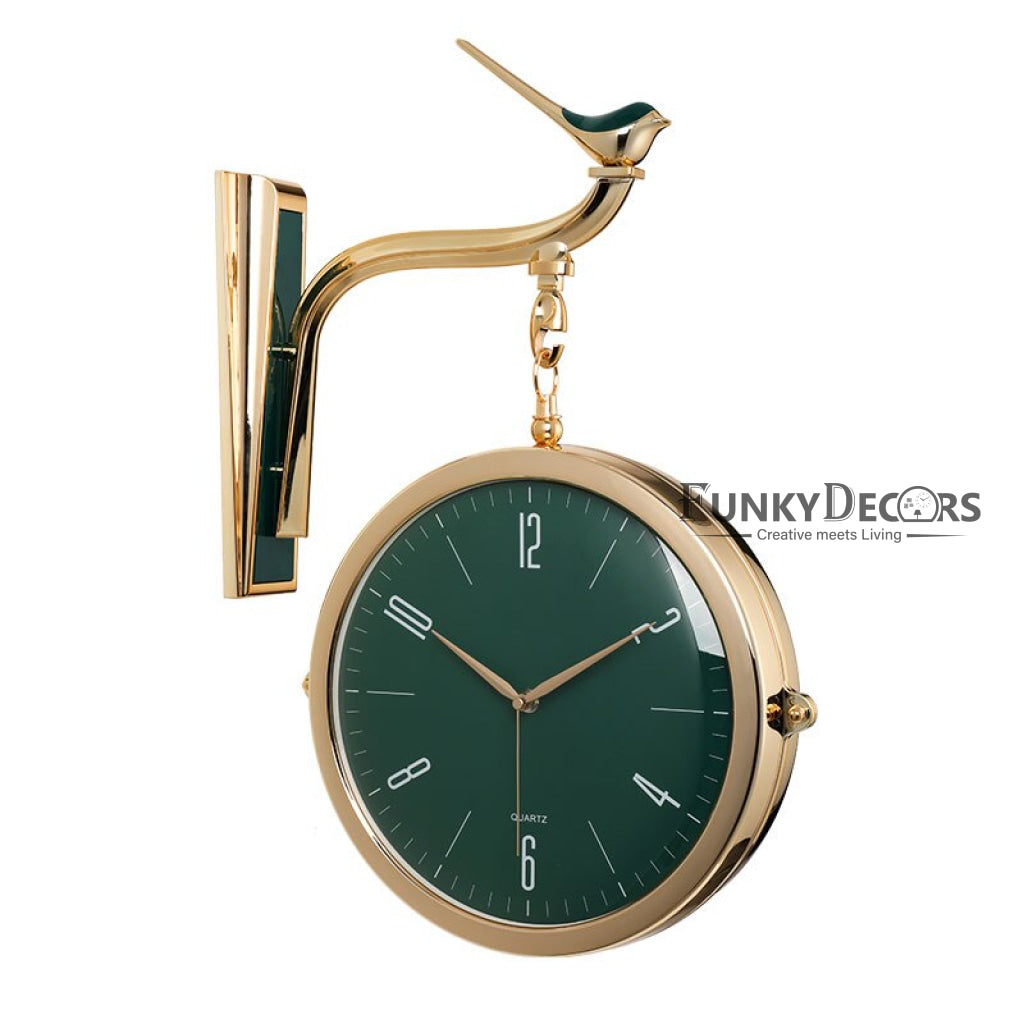 FunkyDecors Luxury Look Sparrow Golden Green And Black Round Wall Hanging Double Sided 2 Faces