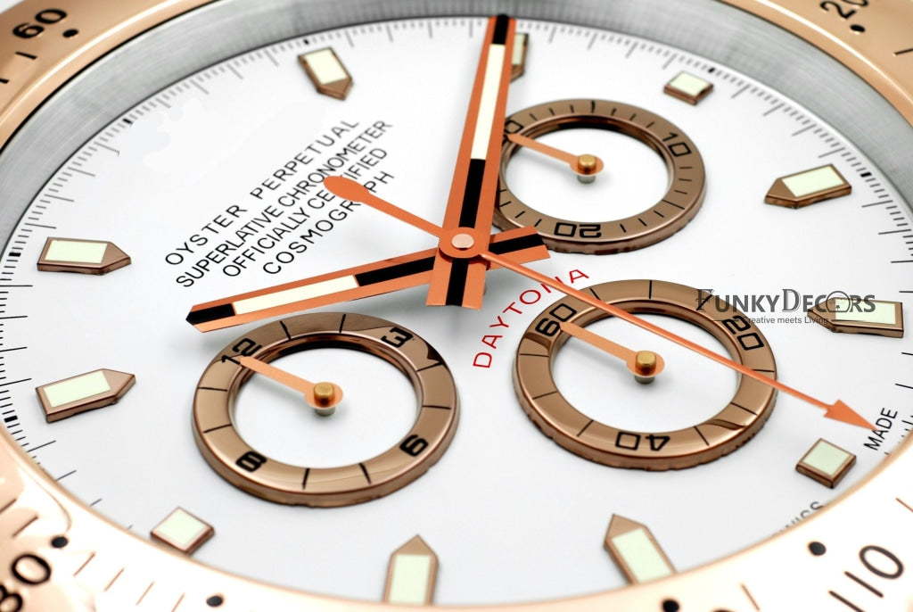Funkytradition Luxury Rose Gold Stainless Steel Wall Clock For Royal Home And Bungalows Watch Clocks