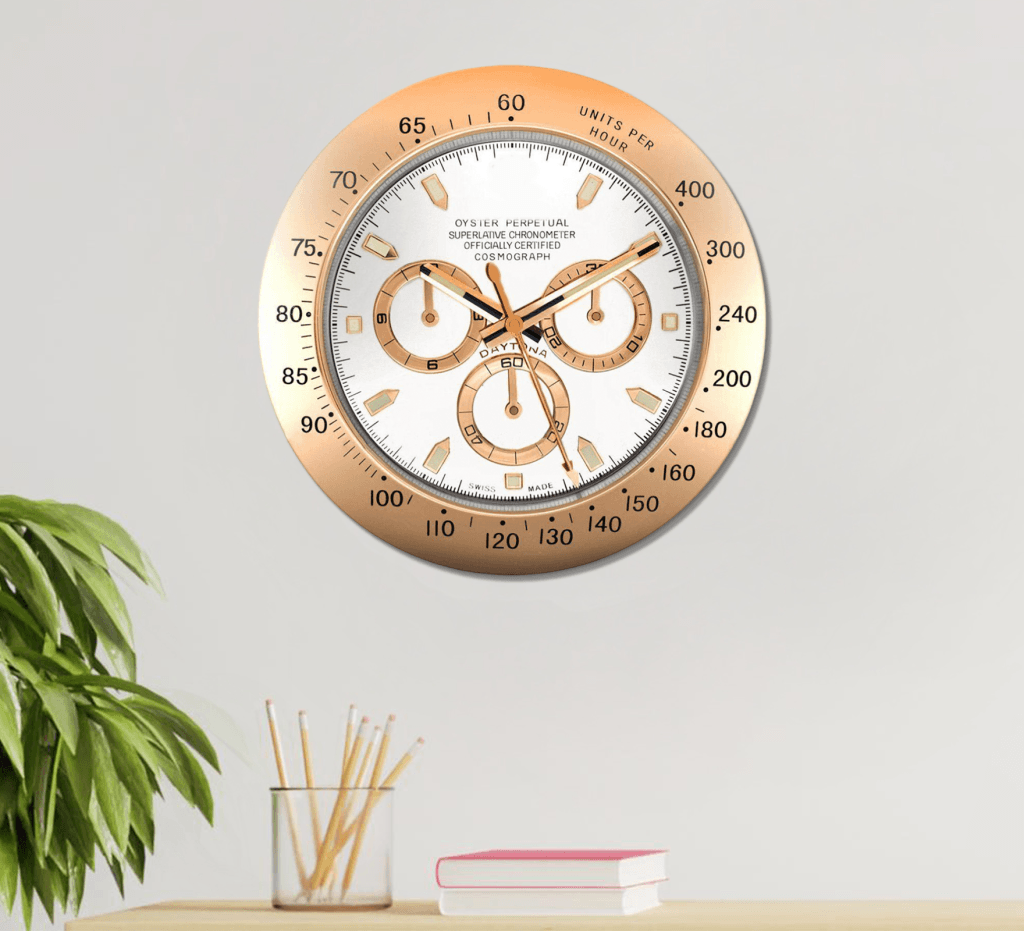 FunkyDecors Luxury Rose Gold Stainless Steel Wall Clock For Royal Home And Bungalows Watch Clocks