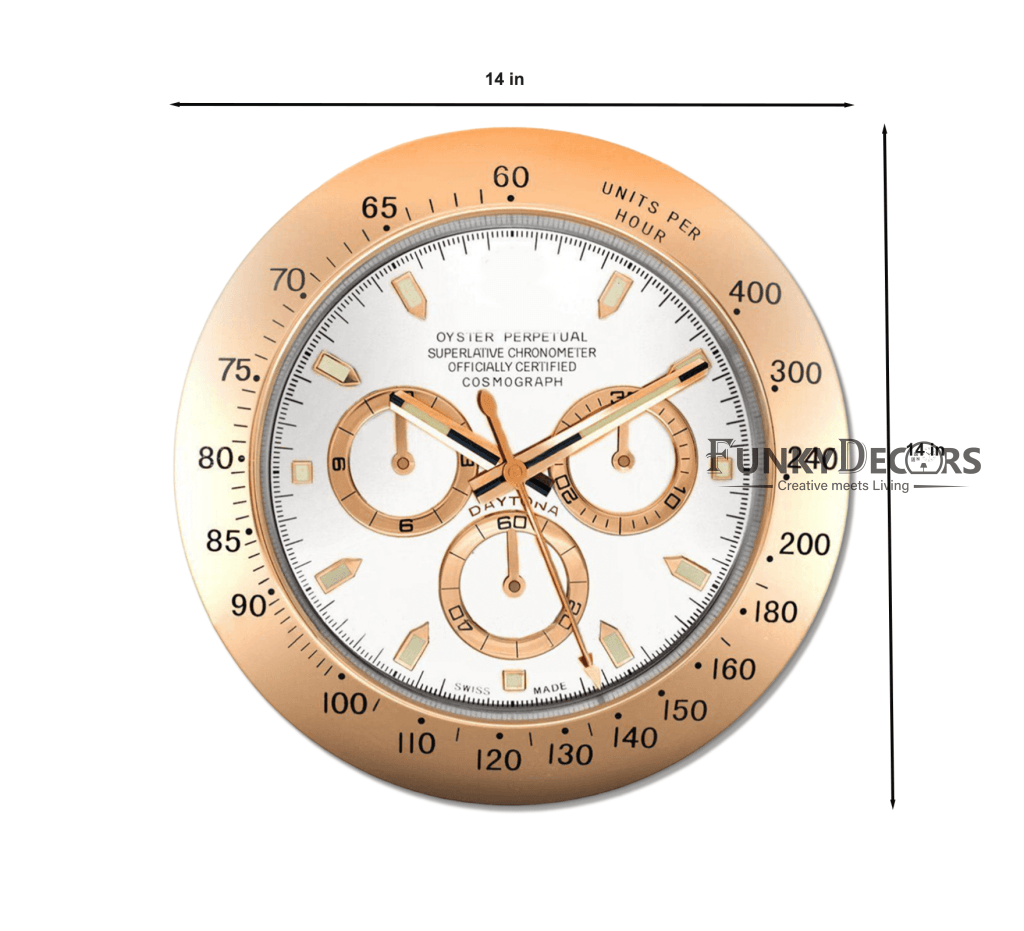 Funkytradition Luxury Rose Gold Stainless Steel Wall Clock For Royal Home And Bungalows Watch Clocks