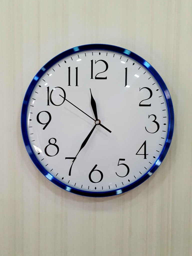 FunkyDecors Minimal Blue White Wall Clock Watch Decor For Home Office And Gifts 36 Cm Tall Number