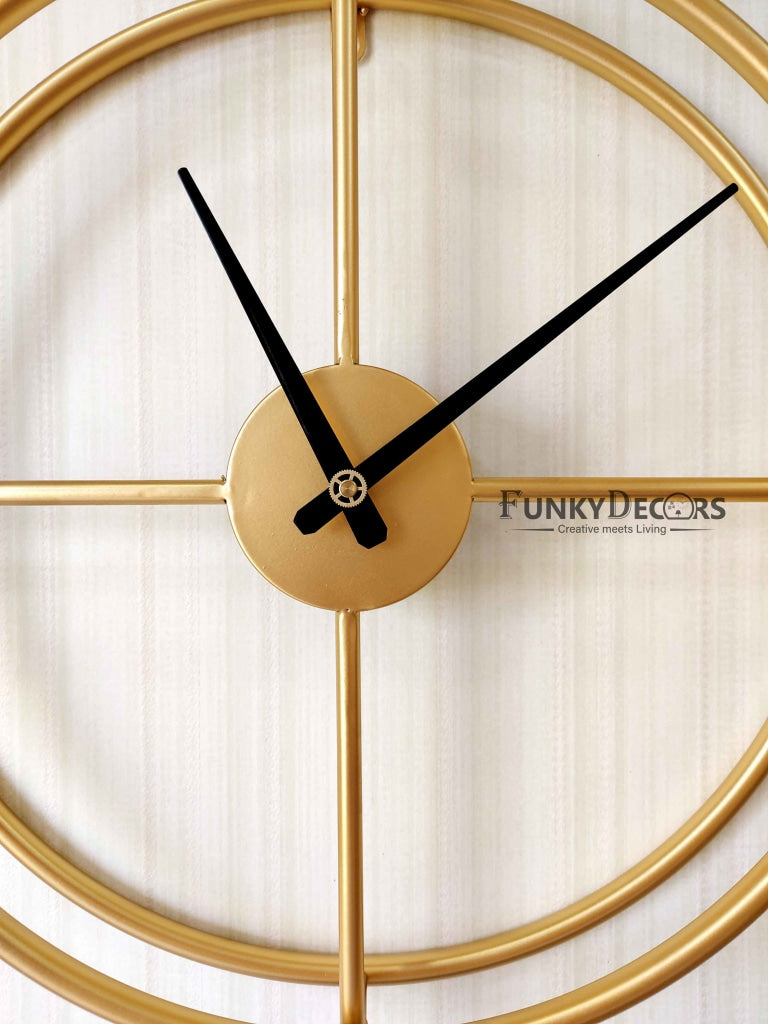 Funkytradition Minimal Golden Metal Wall Clock Watch Decor For Home Office And Gifts Clocks