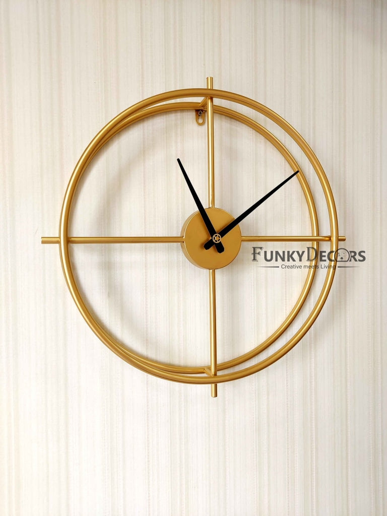 Funkytradition Minimal Golden Metal Wall Clock Watch Decor For Home Office And Gifts Clocks