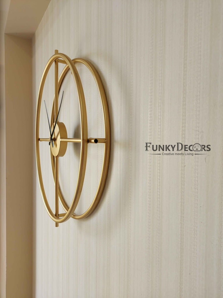 Funkytradition Minimal Golden Metal Wall Clock Watch Decor For Home Office And Gifts Clocks