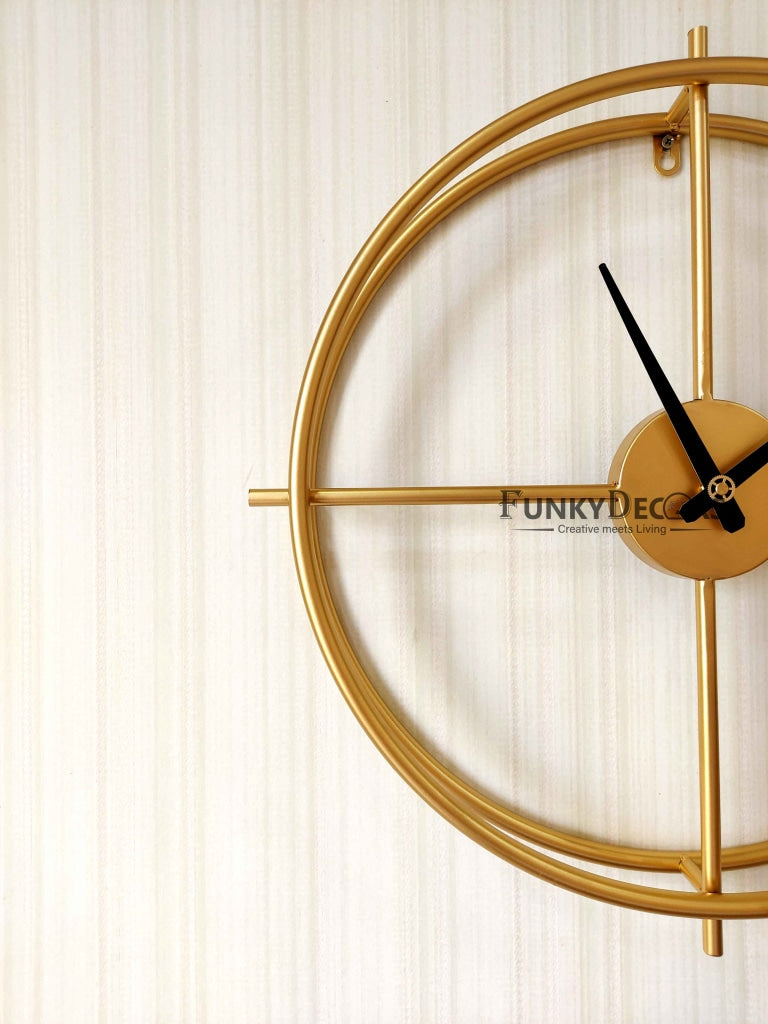 Funkytradition Minimal Golden Metal Wall Clock Watch Decor For Home Office And Gifts Clocks