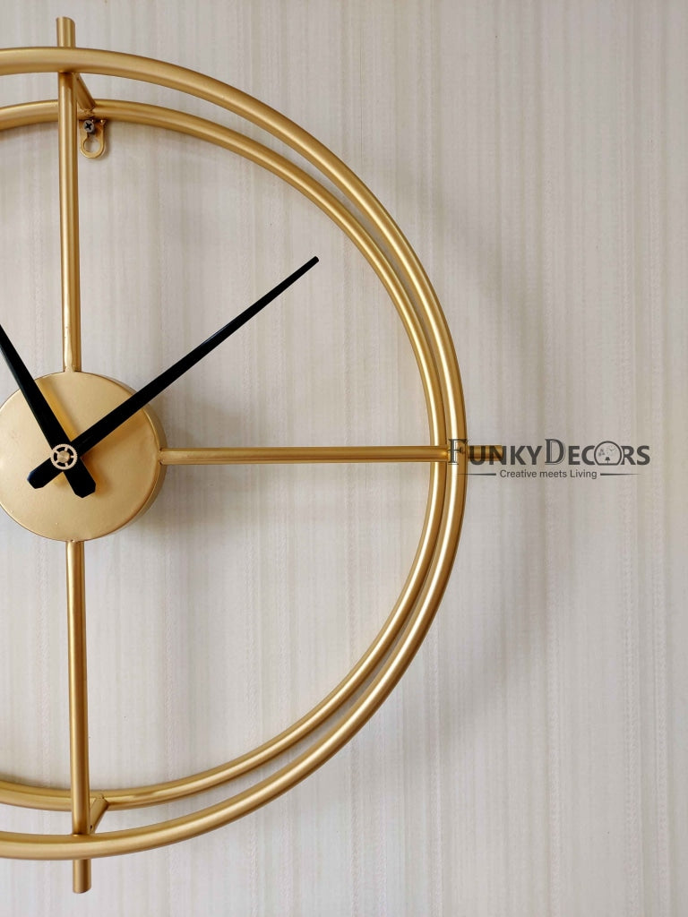Funkytradition Minimal Golden Metal Wall Clock Watch Decor For Home Office And Gifts Clocks