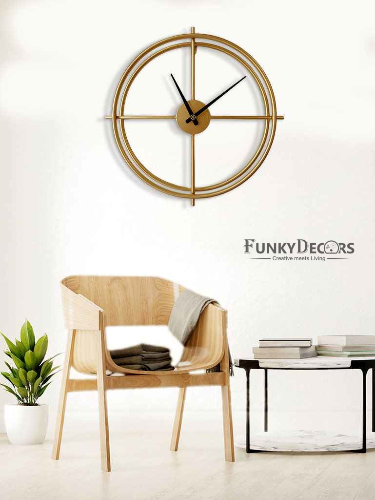 Funkytradition Minimal Golden Metal Wall Clock Watch Decor For Home Office And Gifts Clocks