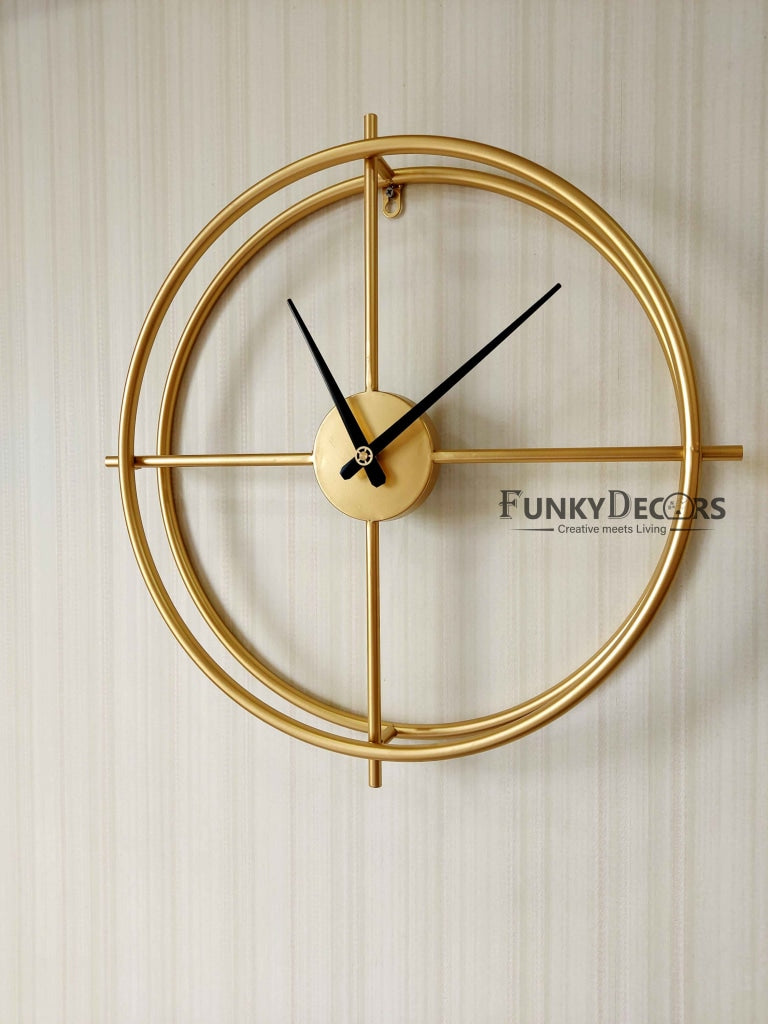 Funkytradition Minimal Golden Metal Wall Clock Watch Decor For Home Office And Gifts Clocks
