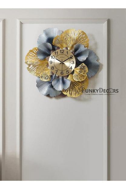 Funkytradition Modern Minimalist Creative Simple Leaf Shape Metal Wall Clock Watch Decor For Home