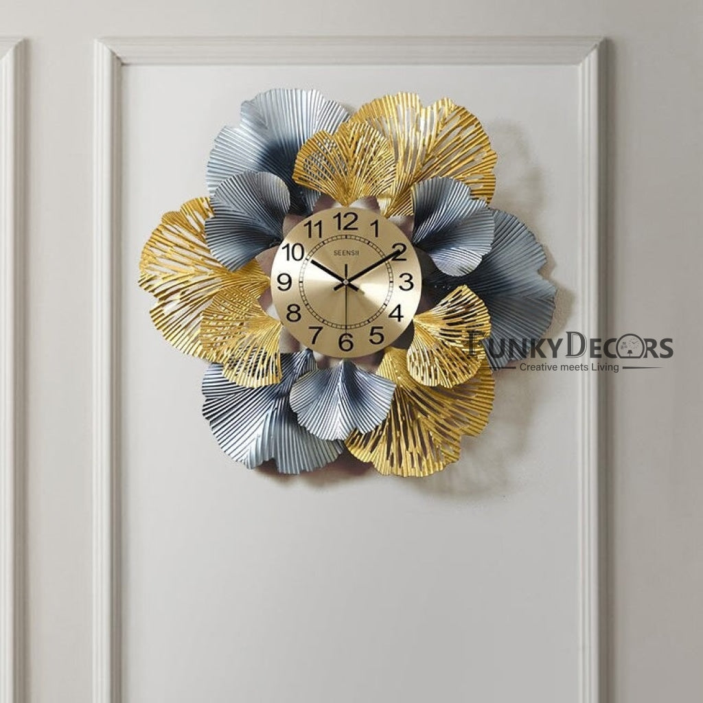 Funkytradition Modern Minimalist Creative Simple Leaf Shape Metal Wall Clock Watch Decor For Home