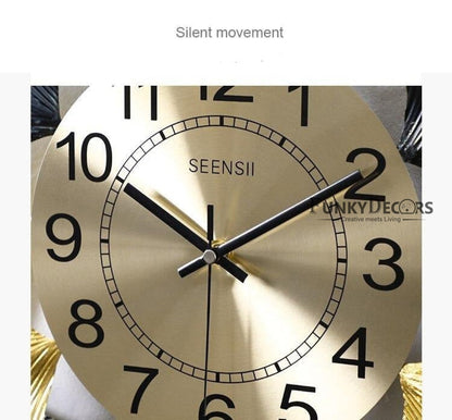 Funkytradition Modern Minimalist Creative Simple Leaf Shape Metal Wall Clock Watch Decor For Home