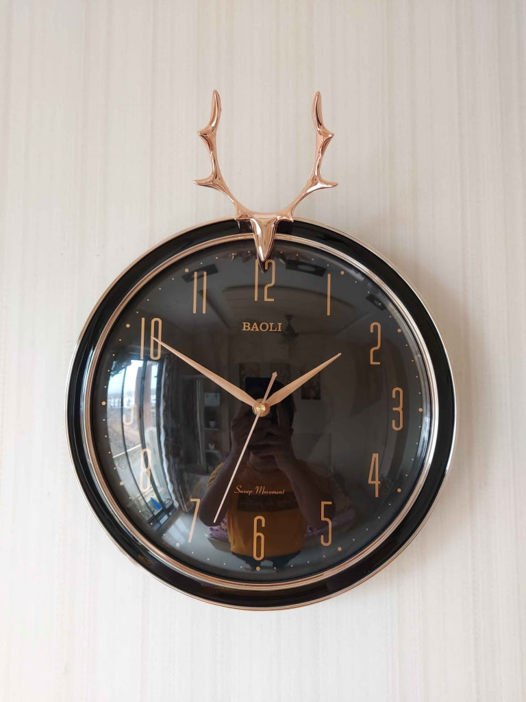 Funkytradition Multicolor Reindeer Wall Clock Watch Decor For Home Office And Gifts 35 Cm Tall Black