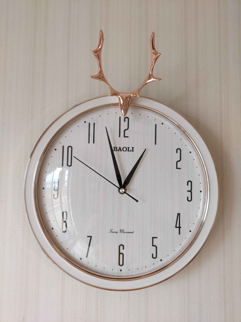 Funkytradition Multicolor Reindeer Wall Clock Watch Decor For Home Office And Gifts 35 Cm Tall White