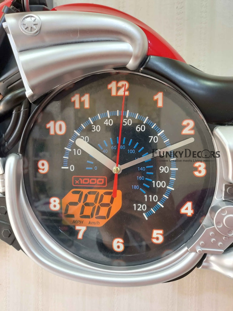 FunkyDecors Multicolored Attractive Motorcycle Bike Kids Room Wall Clock Clocks