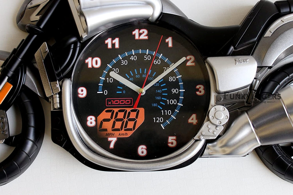 Funkytradition Multicolored Attractive Motorcycle Bike Kids Room Wall Clock Clocks