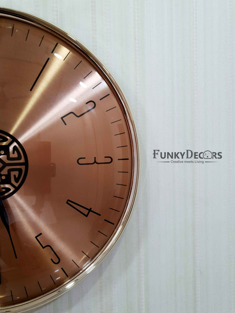 Funkytradition Rose Gold Reindeer Minimal Wall Clock Watch Decor For Home Office And Gifts 46 Cm