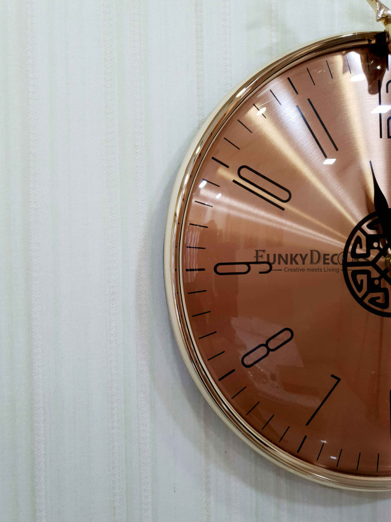 Funkytradition Rose Gold Reindeer Minimal Wall Clock Watch Decor For Home Office And Gifts 46 Cm