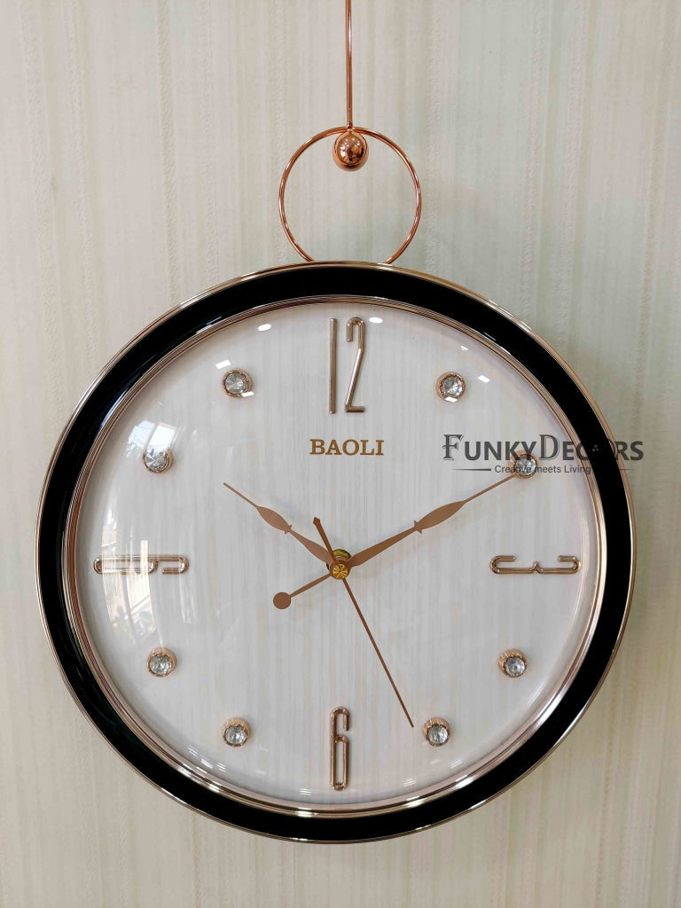 FunkyDecors Rose Gold White Sparrow Hanging Wall Clock Decor For Home Office And Gifts 70 Cm Tall