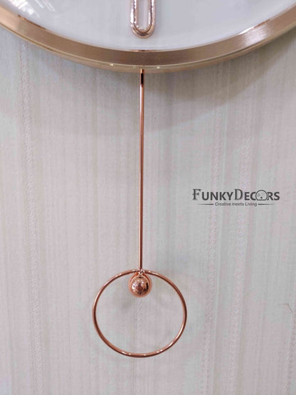 Funkytradition Rose Gold White Sparrow Pendulum Wall Clock Decor For Home Office And Gifts 60 Cm