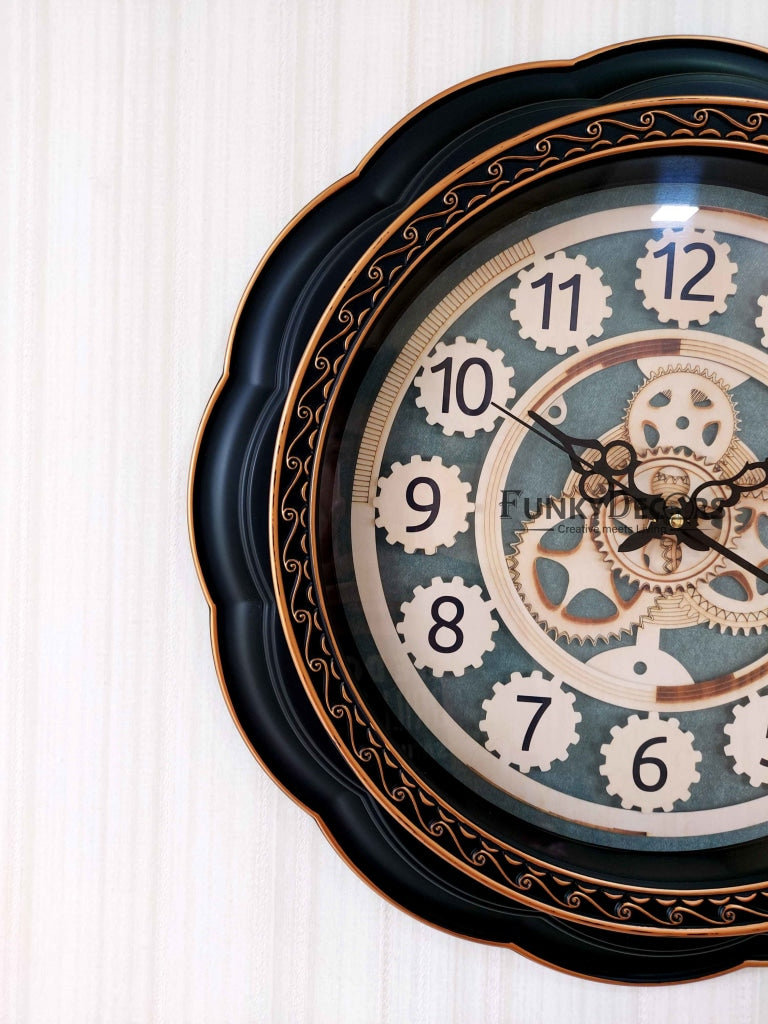 Funkytradition Round Brown Mechanic Design Wall Clock Watch Decor For Home Office And Gifts 52 Cm
