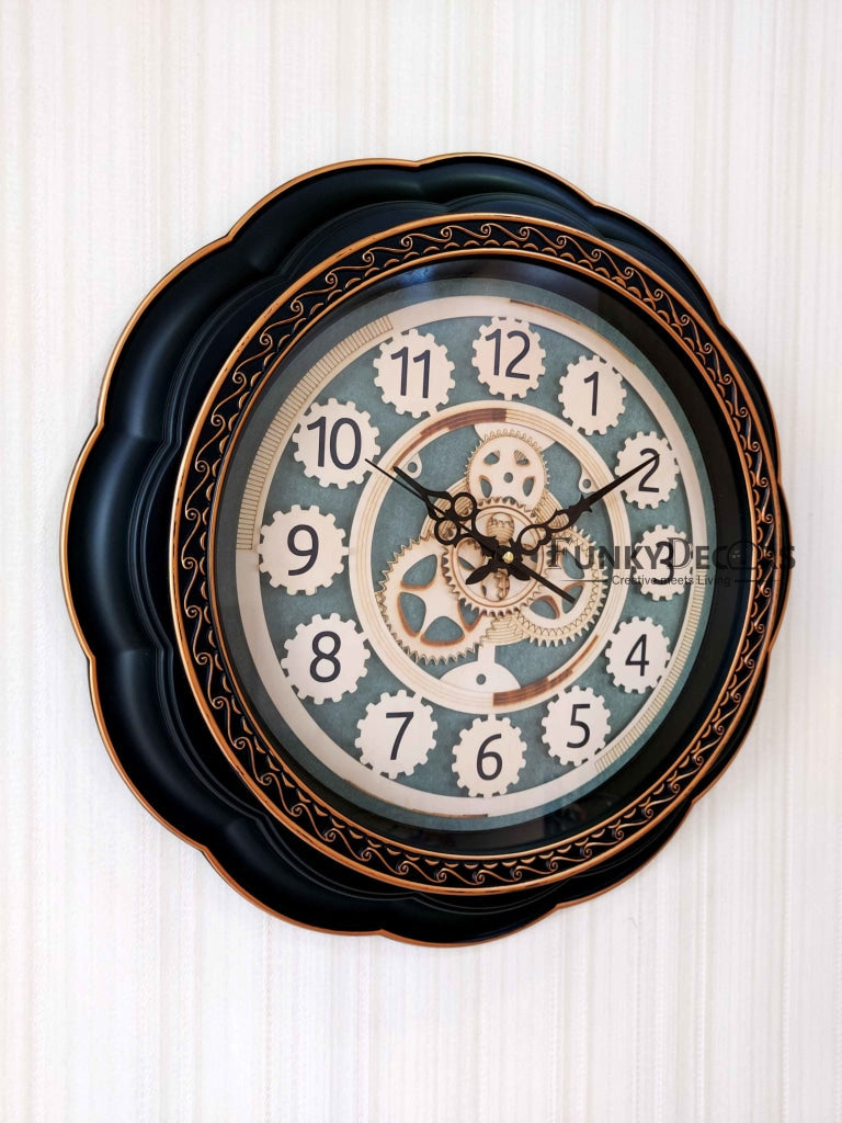 Funkytradition Round Brown Mechanic Design Wall Clock Watch Decor For Home Office And Gifts 52 Cm