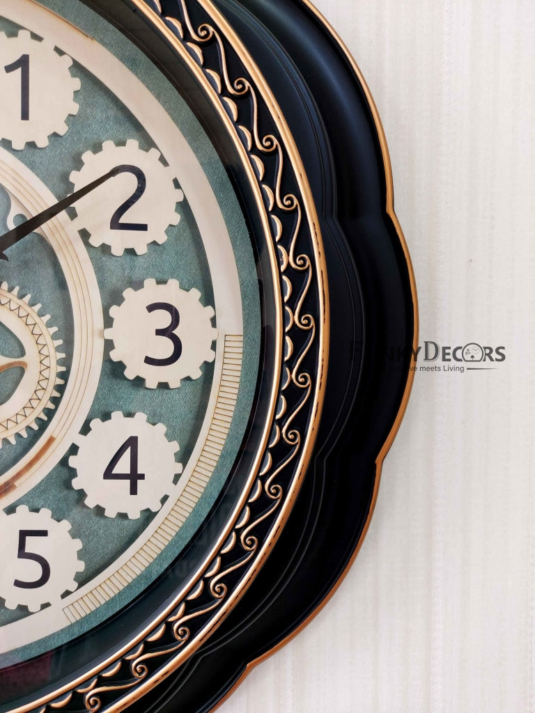 Funkytradition Round Brown Mechanic Design Wall Clock Watch Decor For Home Office And Gifts 52 Cm