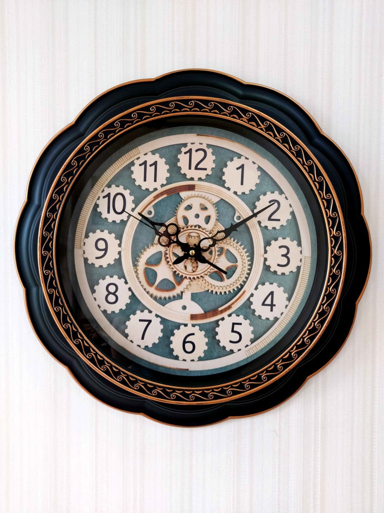 Funkytradition Round Brown Mechanic Design Wall Clock Watch Decor For Home Office And Gifts 52 Cm