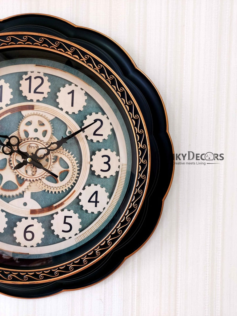 Funkytradition Round Brown Mechanic Design Wall Clock Watch Decor For Home Office And Gifts 52 Cm