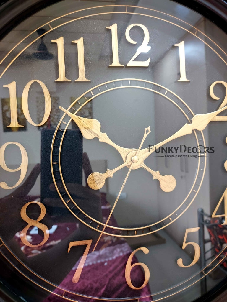 Funkytradition Round Brown Rope Design Wall Clock Watch Decor For Home Office And Gifts 52 Cm Tall
