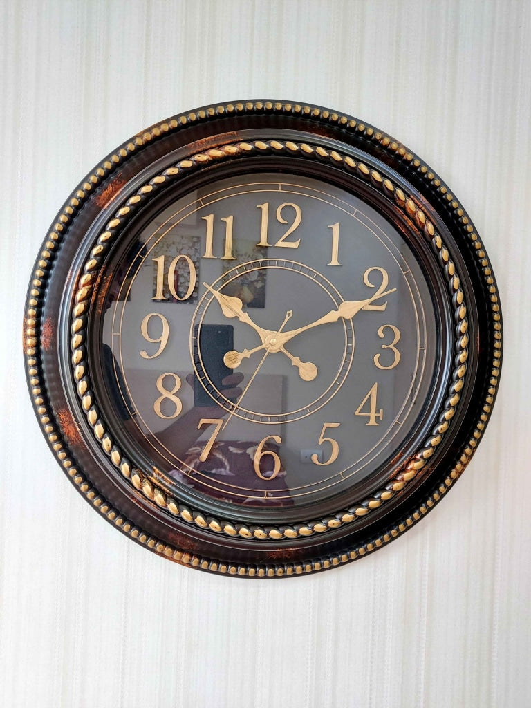 Funkytradition Round Brown Rope Design Wall Clock Watch Decor For Home Office And Gifts 52 Cm Tall