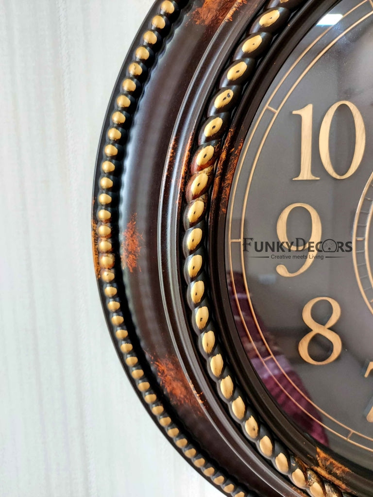 Funkytradition Round Brown Rope Design Wall Clock Watch Decor For Home Office And Gifts 52 Cm Tall