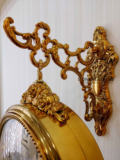 Funkytradition Royal Antique-Look Gold Round Wall Hanging Double Sided 2 Faces Retro Station Clock