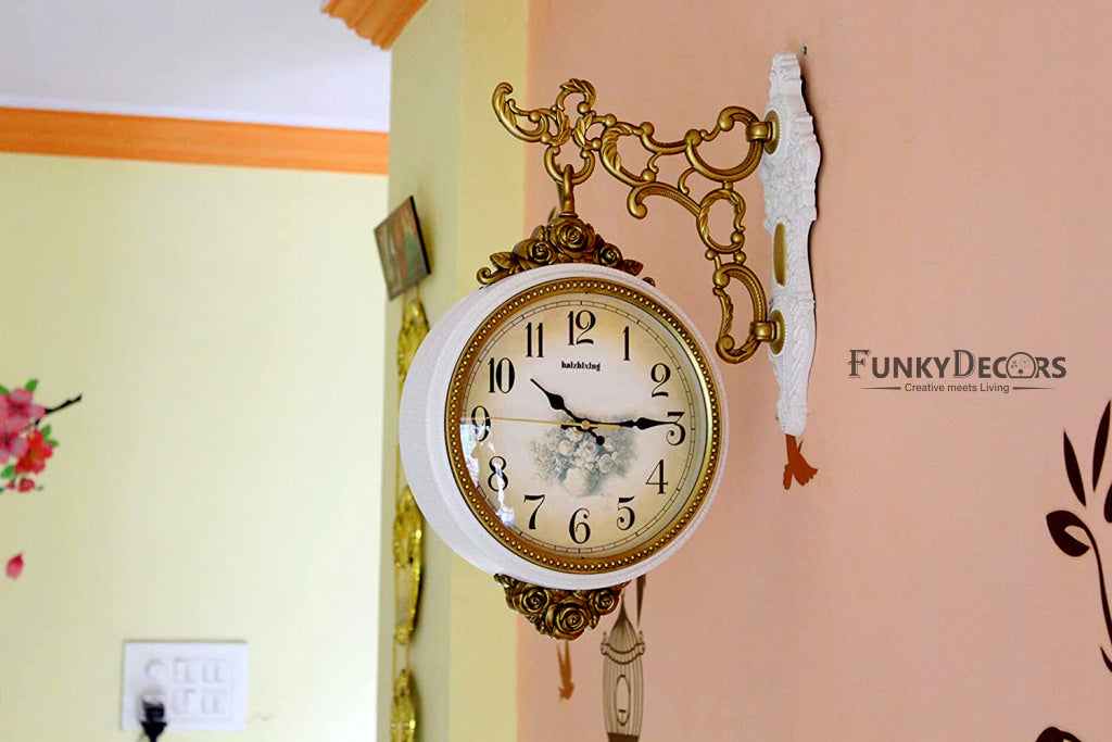 FunkyDecors Royal Antique Look Round Wall Hanging Double Sided Station Clock Clocks