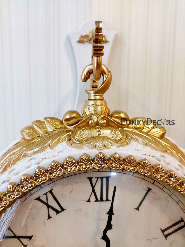 Funkytradition Royal Antique-Look White Round Wall Hanging Double Sided Two Faces Retro Station Home