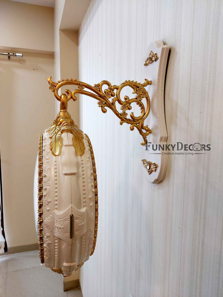 Funkytradition Royal Antique-Look White Round Wall Hanging Double Sided Two Faces Retro Station Home