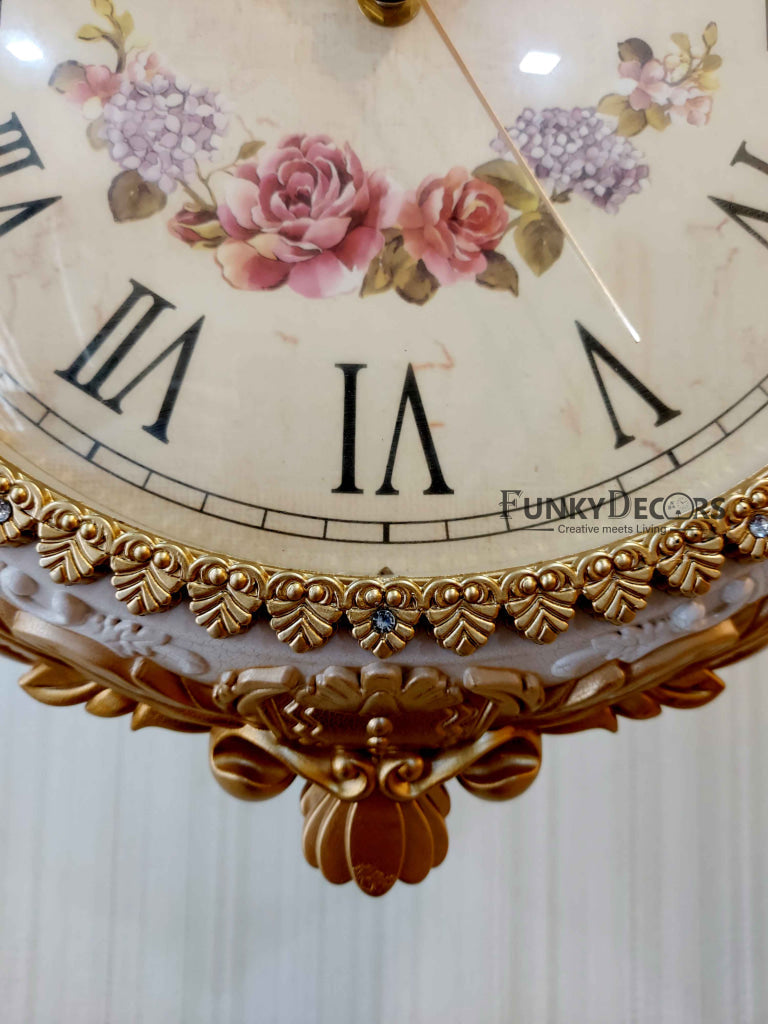 FunkyDecors Royal Antique-Look White Round Wall Hanging Double Sided Two Faces Retro Station Home