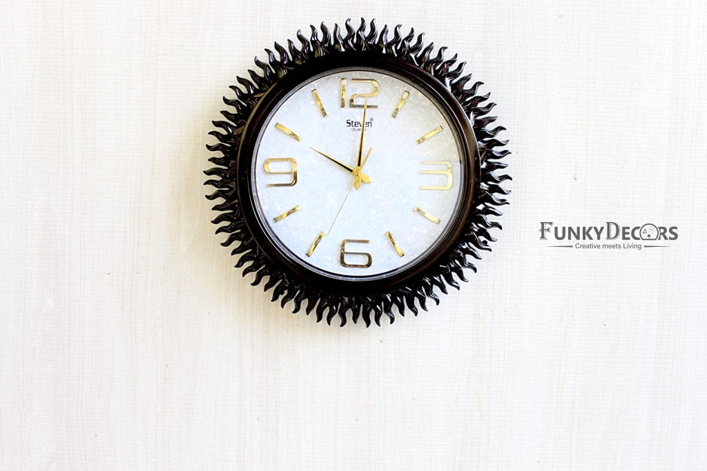 FunkyDecors Royal Designer Big Sun Shaped Wall Clock Watch Decor For Home Office And Gifts 45 Cm