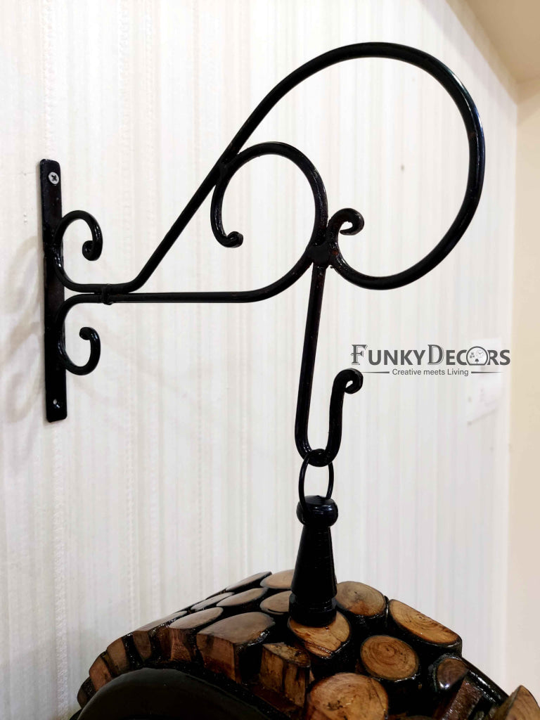 FunkyDecors Royal Wooden Antique-Look Brown Round Wall Hanging Double Sided 2 Faces Retro Station