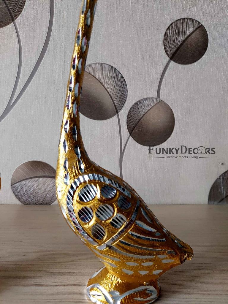FunkyDecors Swan Love Birds Collectible Statue Metal Showpiece 28 Cm Tall Figurines