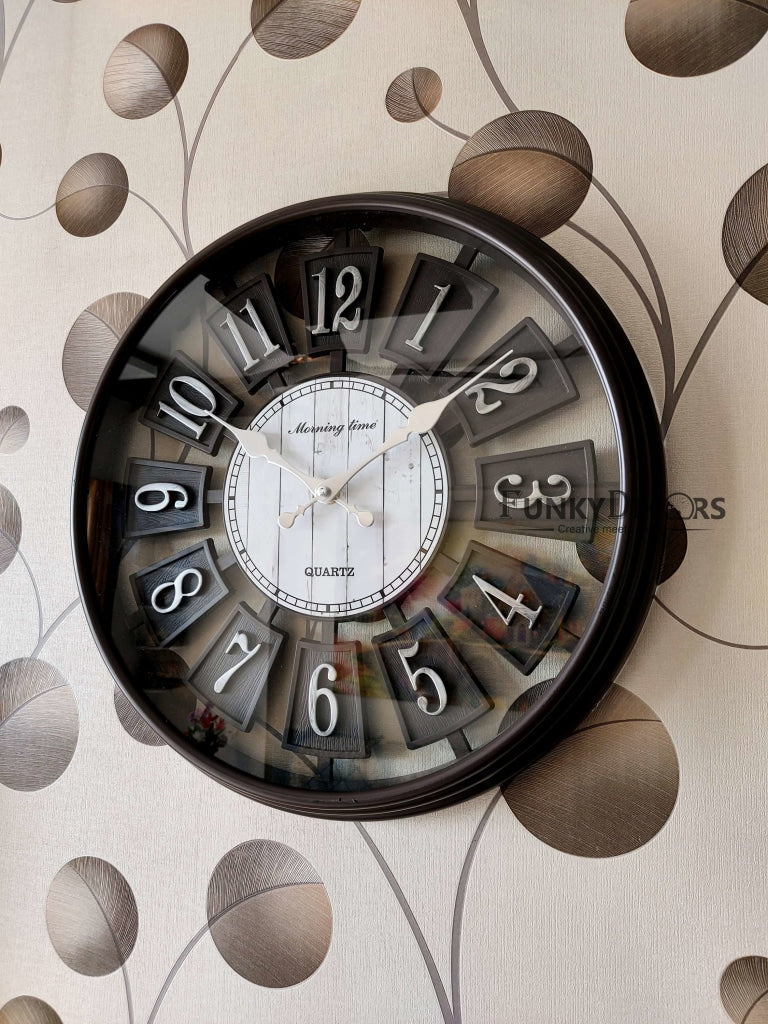 Funkytradition Vintage Look Multicolor Round Wall Clock Watch Decor For Home Office And Gifts 40 Cm