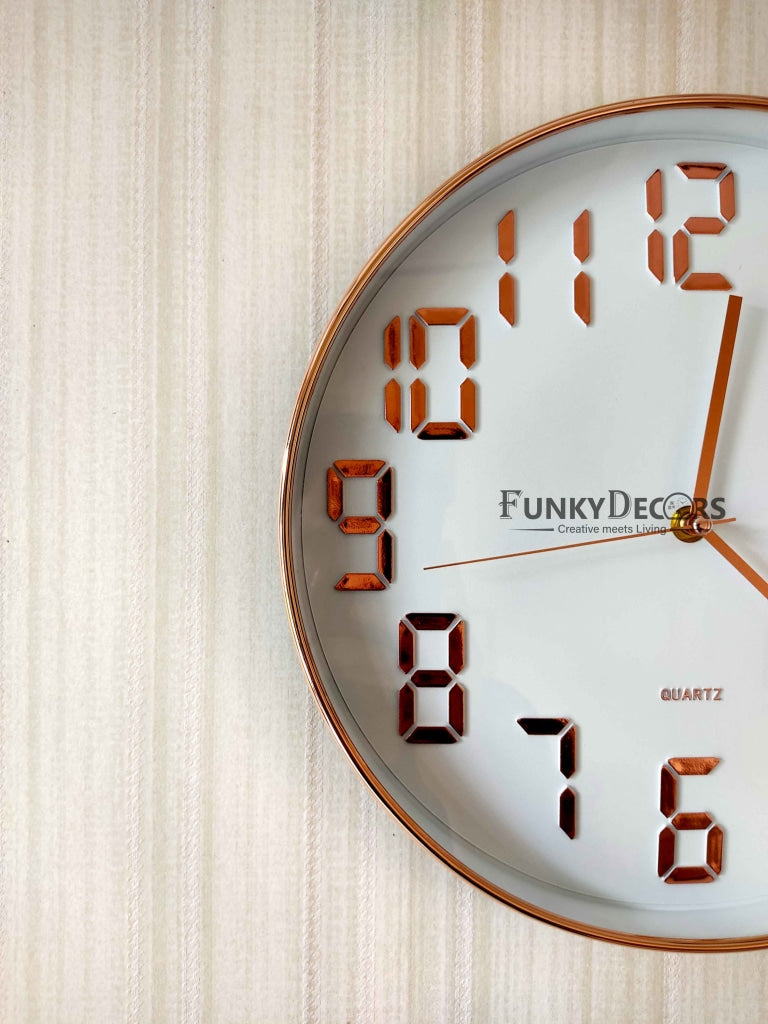 Funkytradition White Golden Minimal Wall Clock Watch Decor For Home Office And Gifts 30 Cm Tall
