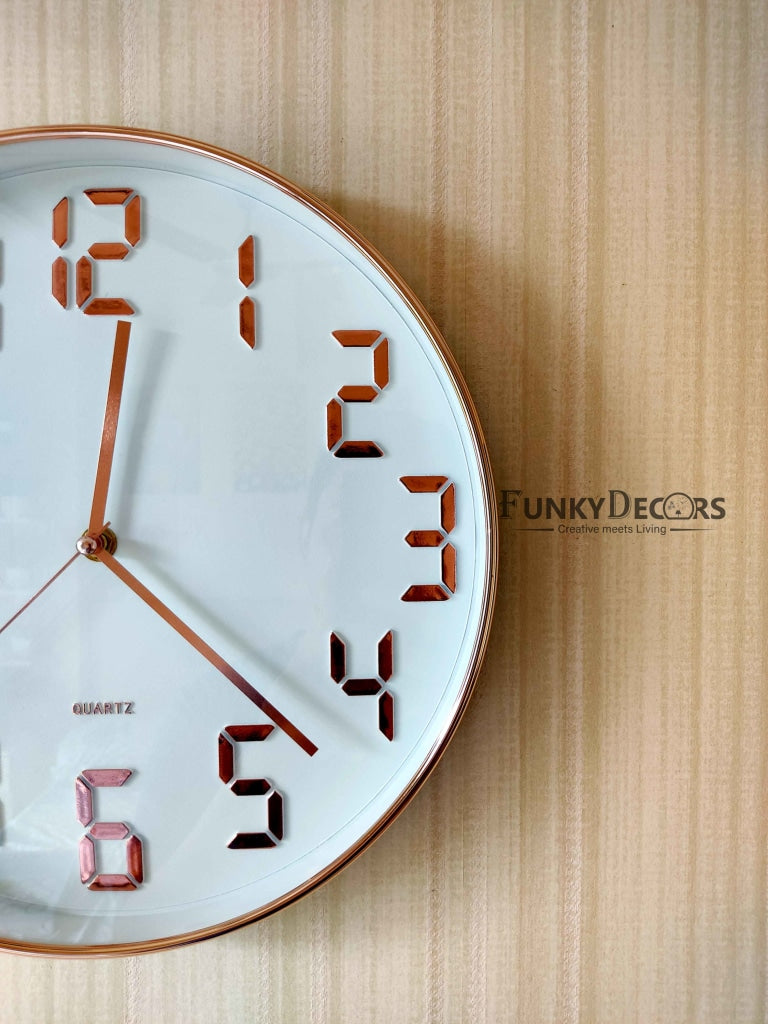 Funkytradition White Golden Minimal Wall Clock Watch Decor For Home Office And Gifts 30 Cm Tall
